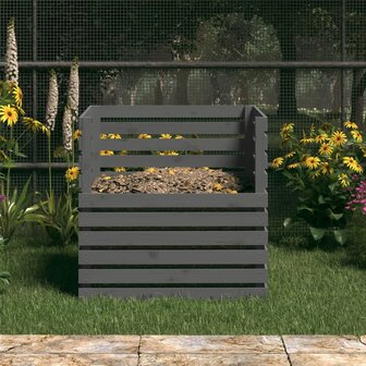 Compostbak 80x80x78 cm massief grenenhout grijs 3