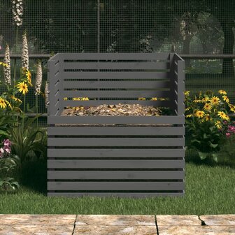 Compostbak 100x100x102 cm massief grenenhout grijs 3