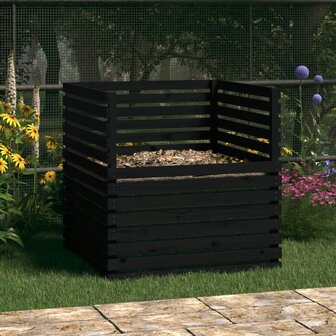 Compostbak 100x100x102 cm massief grenenhout zwart 1