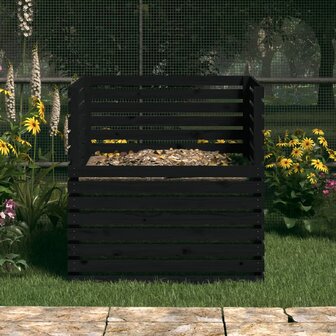 Compostbak 100x100x102 cm massief grenenhout zwart 3