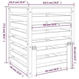 Compostbak 63,5x63,5x77,5 cm massief grenenhout grijs 10