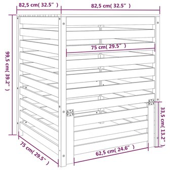 Compostbak 82,5x82,5x99,5 cm massief grenenhout zwart 10