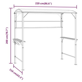 Prieel met dak 220x110x200 cm antracietkleurig 7