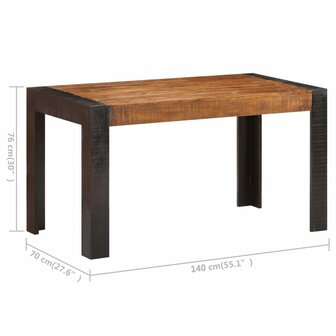 Eettafel 140x70x76 cm massief ruw mangohout 6