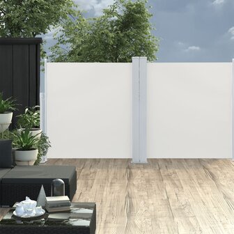 Windscherm uittrekbaar 117x600 cm cr&egrave;mekleurig 1