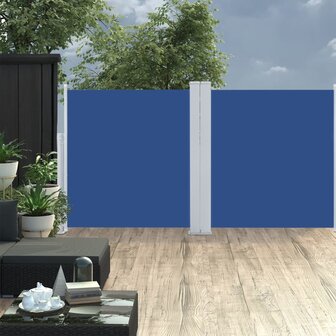 Windscherm uittrekbaar 117x600 cm blauw 1