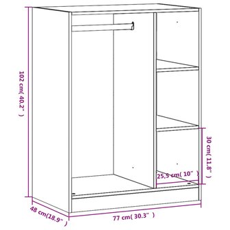 Kledingkast 77x48x102 cm bewerkt hout wit 11