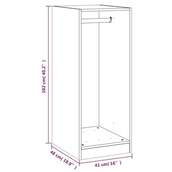 Kledingkast 48x41x102 cm bewerkt hout grijs sonoma eikenkleurig 10