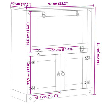 Wijnkast Corona 97x45x114 cm massief grenenhout 9