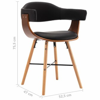 Eetkamerstoelen 6 st kunstleer en gebogen hout zwart 8