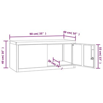 Archiefkast 90x40x40 cm staal wit 9