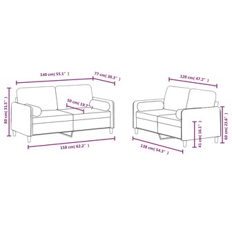 2-delige Loungeset met kussens fluweel wijnrood 8