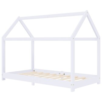 Kinderbedframe massief grenenhout wit 70x140 cm 2