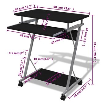 Studenten computerbureau 60 x 40 x 74 cm (zwart) 5