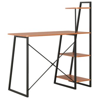 Bureau met schappen 102x50x117 cm zwart en bruin 4