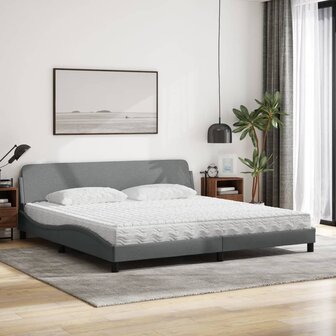 Bed met matras stof lichtgrijs 200x200 cm 3