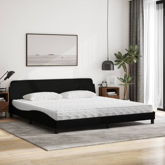 Bed met matras stof zwart 200x200 cm 3