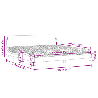 Bed met matras stof donkerbruin 200x200 cm 9