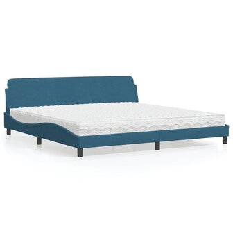 Bed met matras fluweel blauw 200x200 cm 1