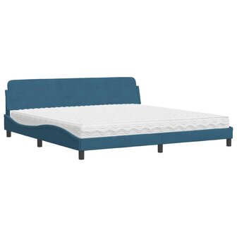 Bed met matras fluweel blauw 200x200 cm 2