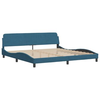 Bed met matras fluweel blauw 200x200 cm 4