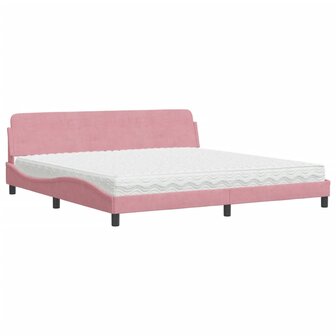 Bed met matras fluweel roze 200x200 cm 2