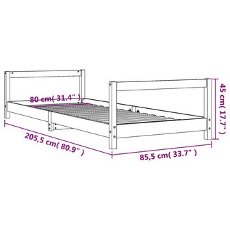 Kinderbedframe 80x200 cm massief grenenhout zwart 9