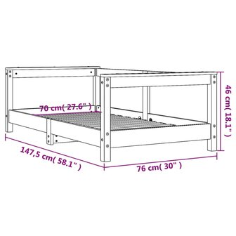 Kinderbedframe 70x140 cm massief grenenhout wit 9