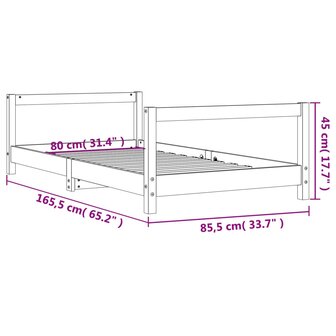 Kinderbedframe 80x160 cm massief grenenhout zwart 9