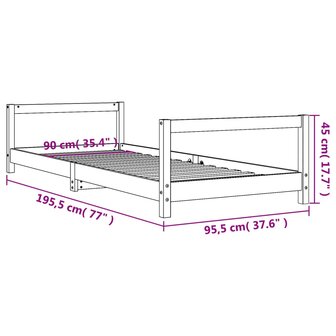 Kinderbedframe 90x190 cm massief grenenhout wit 9