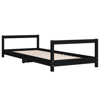 Kinderbedframe 90x190 cm massief grenenhout zwart 3