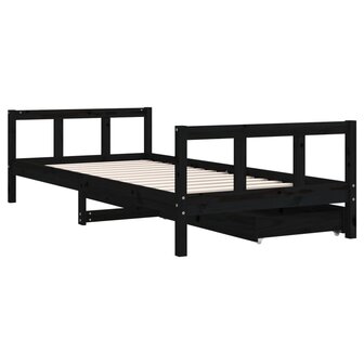 Kinderbedframe met lades 90x200 cm massief grenenhout zwart 7