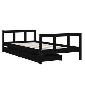 Kinderbedframe met lades 90x190 cm massief grenenhout zwart 3