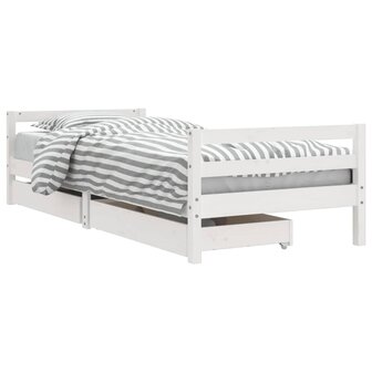 Kinderbedframe met lades 90x200 cm massief grenenhout wit 2