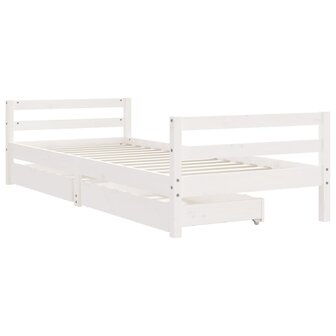 Kinderbedframe met lades 90x200 cm massief grenenhout wit 3