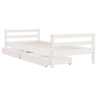 Kinderbedframe met lades 90x200 cm massief grenenhout wit 4