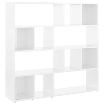 Boekenkast/kamerscherm 105x24x102 cm hoogglans wit 2