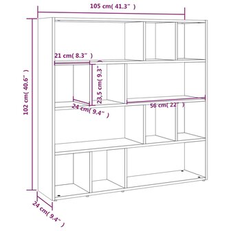 Boekenkast / kamerscherm 105x24x102 cm sonoma eikenkleurig 8