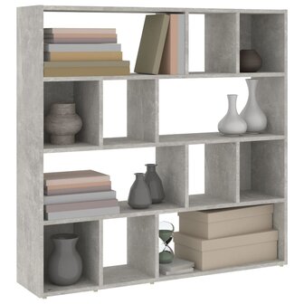 Boekenkast/kamerscherm 105x24x102 cm betongrijs 4