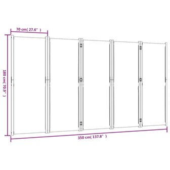 Kamerscherm met 5 panelen 350x180 cm taupe 8