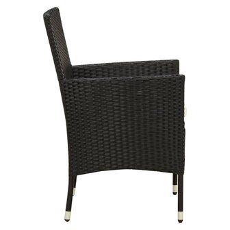 Tuinstoelen 2 st met kussens poly rattan zwart 4