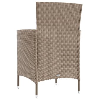 Tuinstoelen 2 st met kussens poly rattan beige 5