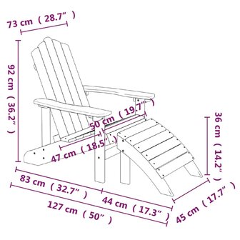 Tuinstoel Adirondack met voetenbank HDPE wit 7