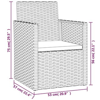 Tuinstoel met kussen poly rattan zwart 8