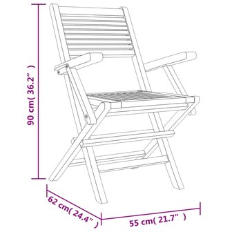 Tuinstoelen inklapbaar 2 st 55x62x90 cm massief teakhout 8