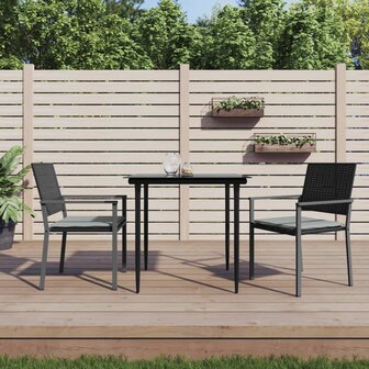 Tuinstoelen 2 st met kussens 54x62,5x89 cm poly rattan zwart 1