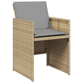 Tuinstoelen 4 st met kussens poly rattan gemengd beige 4