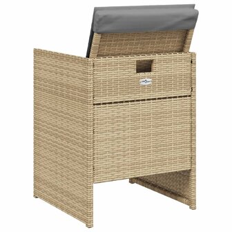 Tuinstoelen 4 st met kussens poly rattan gemengd beige 7