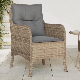 Tuinstoelen 2 st met kussens poly rattan gemengd beige 1