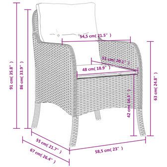 Tuinstoelen 2 st met kussens poly rattan gemengd beige 10